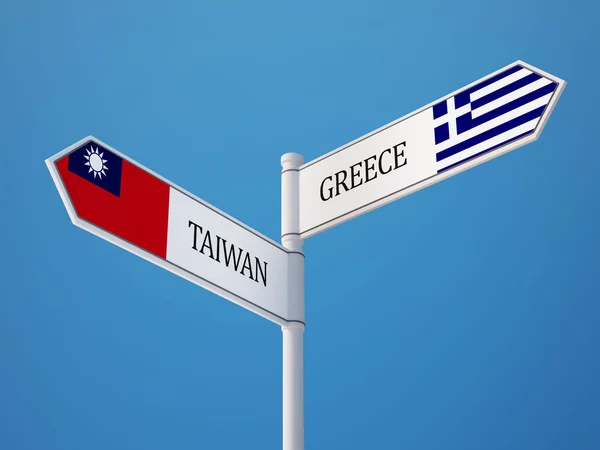 Taiwan Greece  Sign Flags Concept — Stock Photo, Image