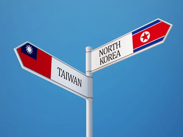 Conceito de bandeiras de sinalização Taiwan Coreia do Norte — Fotografia de Stock