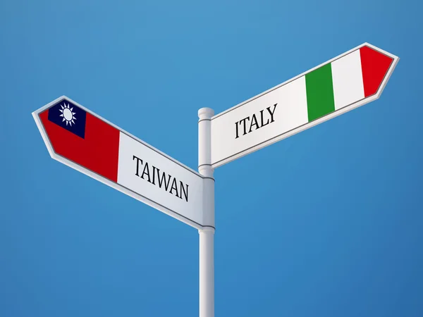 Taiwan italien sign flags concept — Stockfoto