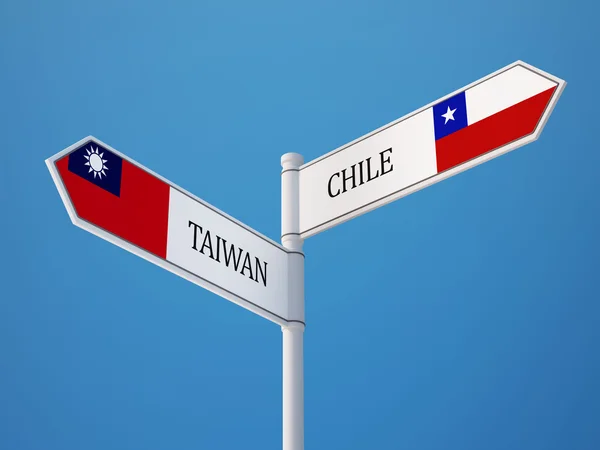 Concepto de banderas de firma de Taiwán Chile —  Fotos de Stock