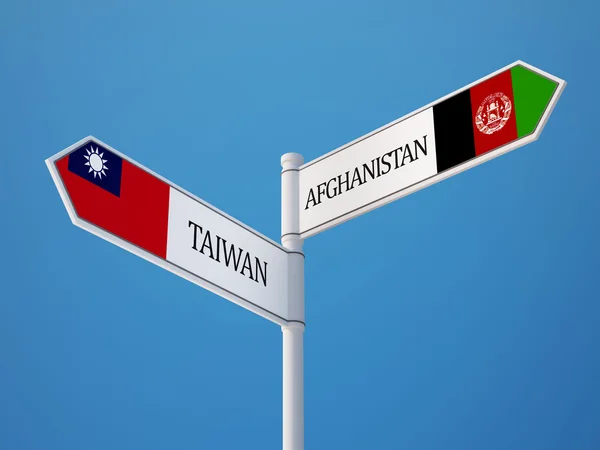 Taiwan Afeganistão Sinalização Bandeiras Conceito — Fotografia de Stock