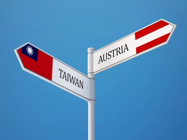 Taiwan Österrike underteckna flaggor koncept — Stockfoto