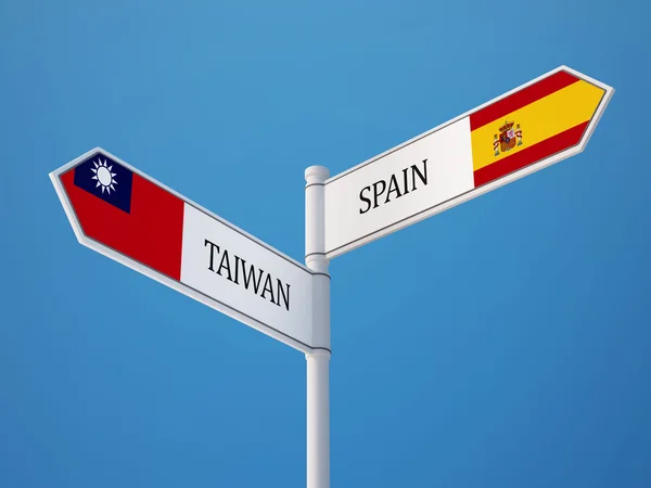Taiwan Spanien tecken flaggor koncept — Stockfoto