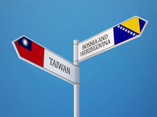 Taiwan Bosnien och Hercegovina tecken flaggor koncept — Stockfoto