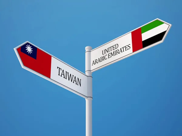 Förenade Arabemiraten Taiwan tecken flaggor koncept — Stockfoto