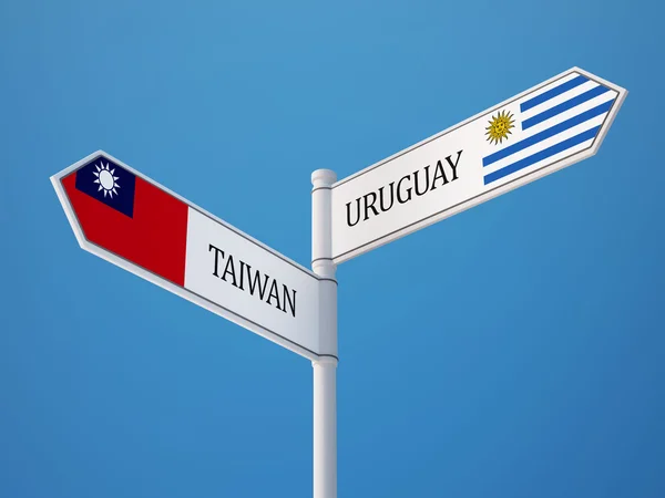 Uruguay Taiwan tecken flaggor koncept — Stockfoto