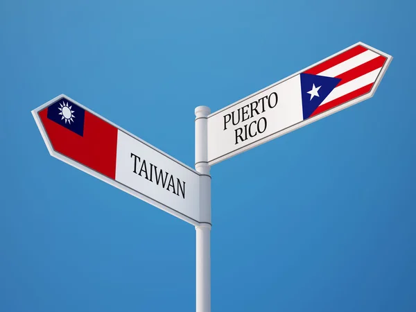 Puerto Rico Tchaj-wan znamení příznaky koncept — Stock fotografie