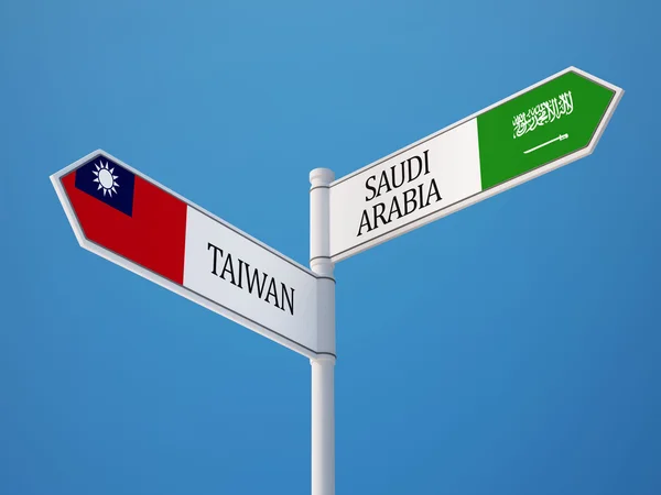 Saudiarabien Taiwan tecken flaggor koncept — Stockfoto