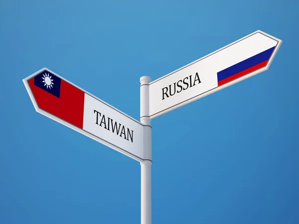 Russie Taiwan signe drapeaux concept — Photo