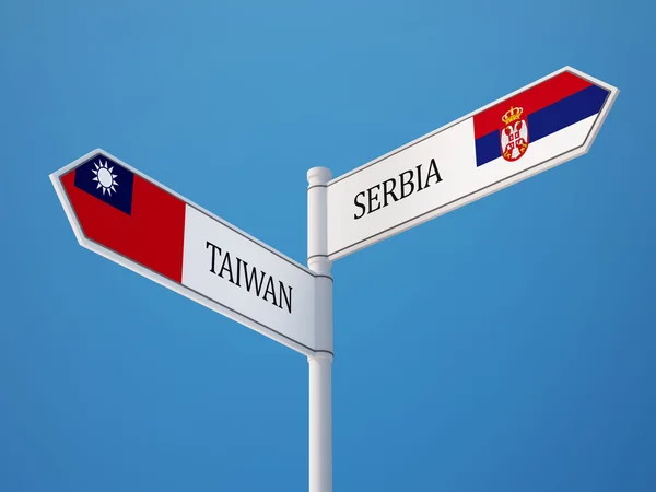 Serbien Taiwan tecken flaggor koncept — Stockfoto