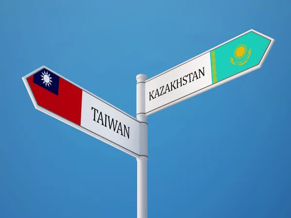 Kazakstan Taiwan tecken flaggor koncept — Stockfoto