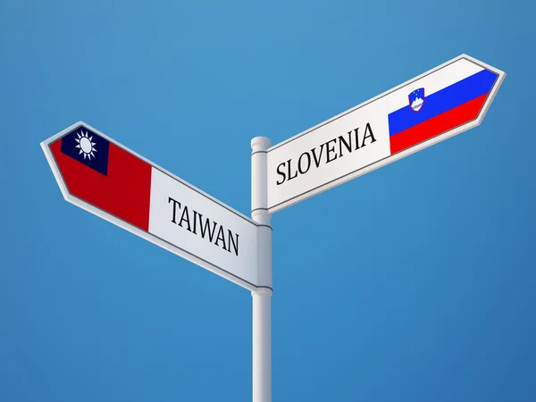 Slovenia Taiwan  Sign Flags Concept — Stock Photo, Image