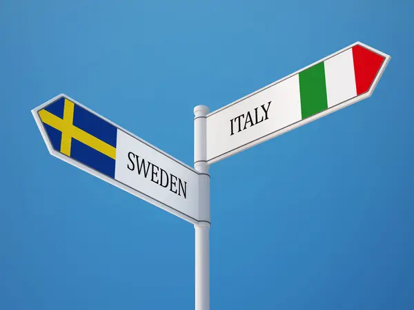 Zweden Italië teken vlaggen Concept — Stockfoto
