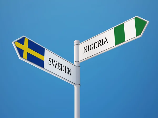 Svezia Nigeria Firmare bandiere Concetto — Foto Stock