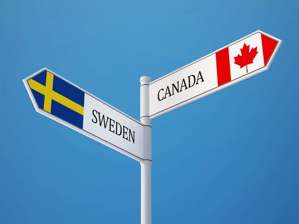 Suède Drapeaux pancartes du Canada Concept — Photo