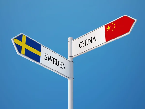 Svezia Cina segno bandiere concetto — Foto Stock