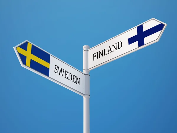 Финляндия подписала концепцию флагов Швеции — стоковое фото