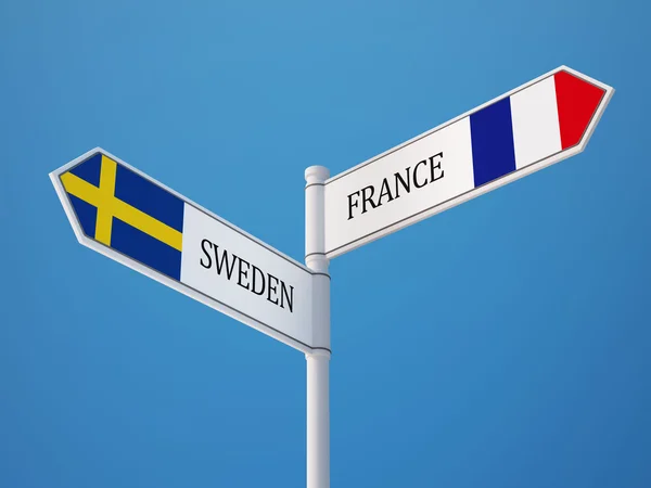 Szwecja Francja znak flagi koncepcja — Zdjęcie stockowe