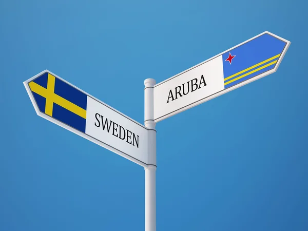 Suecia Aruba Sign Concepto de banderas — Foto de Stock