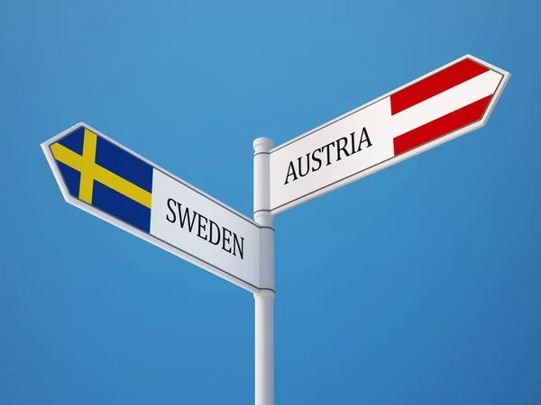 Suécia Áustria Signo Bandeiras Conceito — Fotografia de Stock