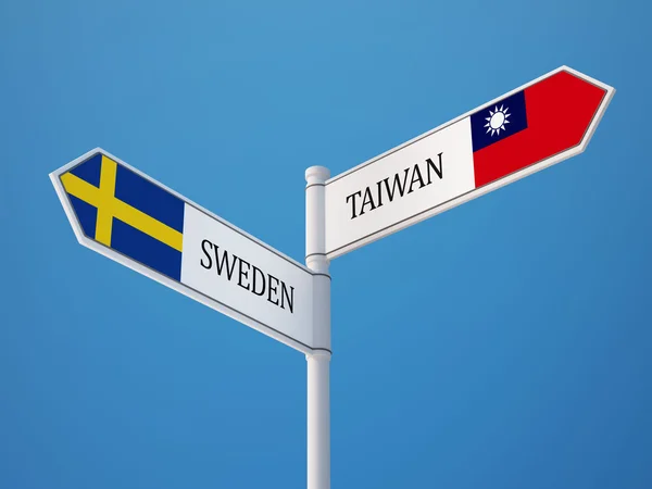 Sweden Taiwan  Sign Flags Concept — Stock Photo, Image