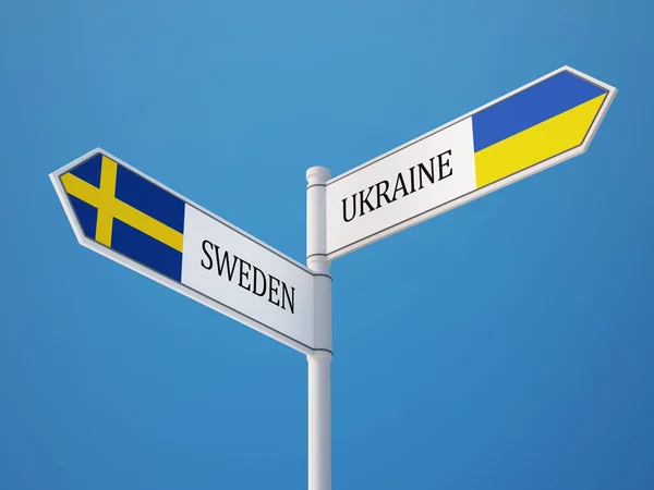 Ukraine Schweden Schild Flaggen-Konzept — Stockfoto