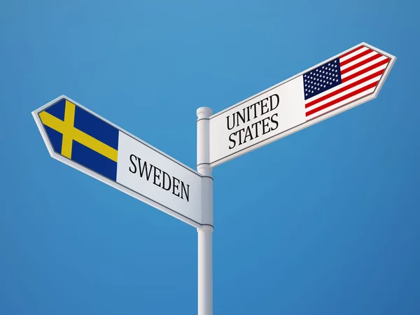 Estados Unidos Suecia Sign Flags Concept — Foto de Stock