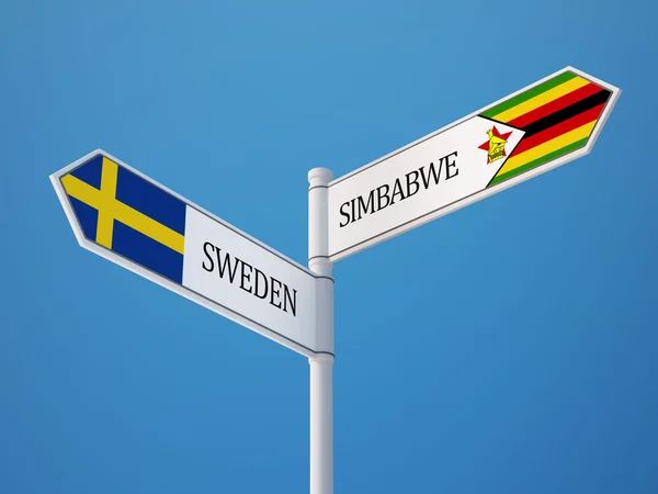 Zimbabwe Sweden  Sign Flags Concept — Stock Photo, Image