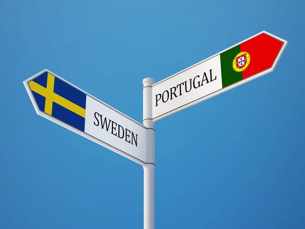 Portugal Sverige tecken flaggor koncept — Stockfoto