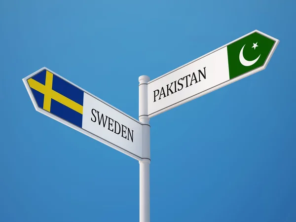 Pakistan Sverige tecken flaggor koncept — Stockfoto