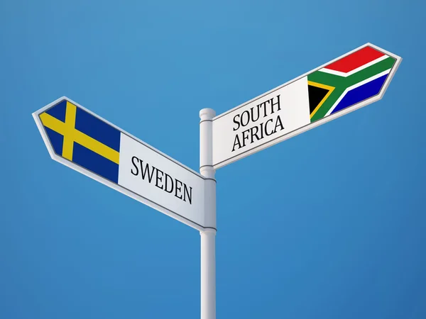 Sydafrika Sverige tecken flaggor koncept — Stockfoto