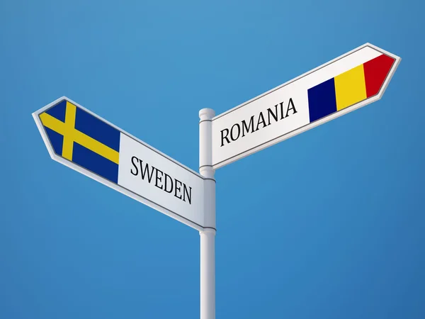 Romania Sweden  Sign Flags Concept — Stock Photo, Image