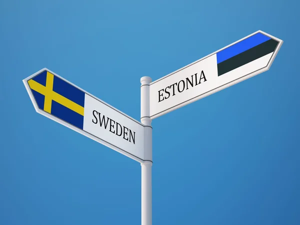 Estonia Sweden  Sign Flags Concept — Stock Photo, Image