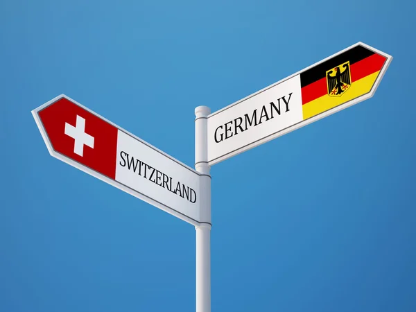 Schweiz Tyskland tecken flaggor koncept — Stockfoto