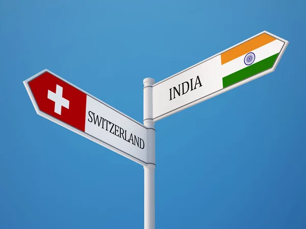 Zwitserland India teken vlaggen Concept — Stockfoto