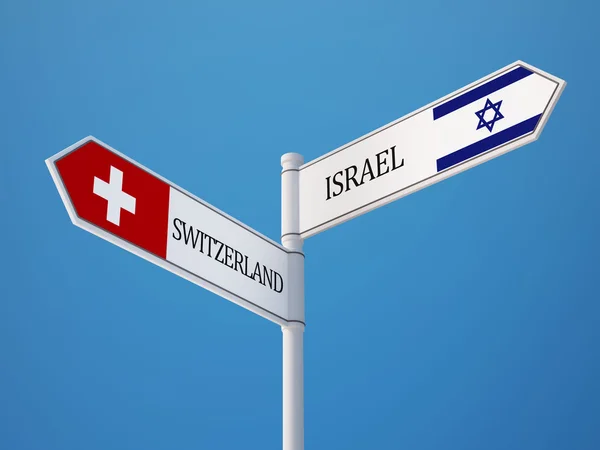 Suíça Israel Sign Flags Conceito — Fotografia de Stock