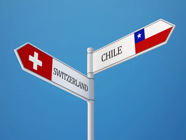 Suíça Chile Signo Bandeiras Conceito — Fotografia de Stock