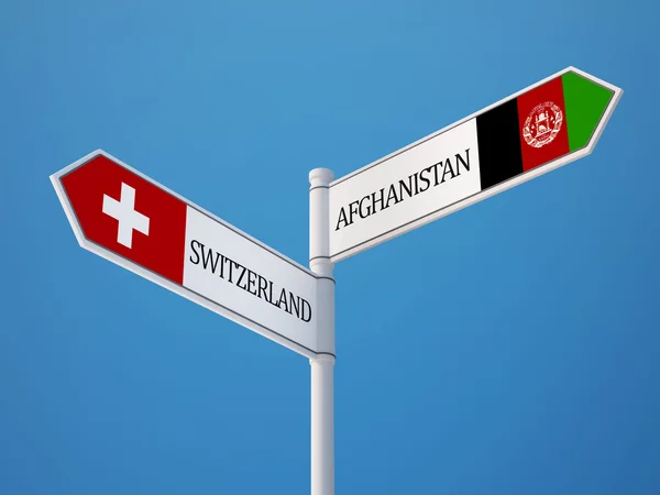 Switzerland Afghanistan Sign Flags Concept — Stock Photo, Image