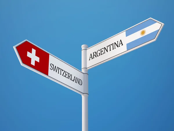 Schweiz Argentina tecken flaggor koncept — Stockfoto