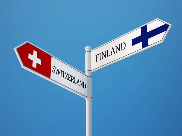 Švýcarsko Finsko znamení příznaky koncept — Stock fotografie