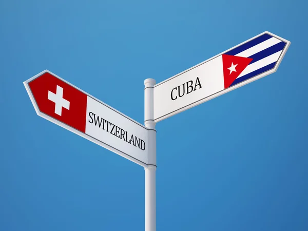 Suisse Cuba Signer Drapeaux Concept — Photo