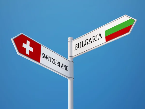 Suiza Bulgaria Sign Flags Concept —  Fotos de Stock