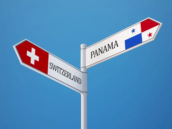 Panama Svizzera Firmare Bandiere Concetto — Foto Stock