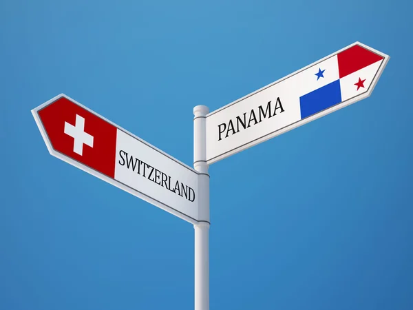 Panama Schweiz tecken flaggor koncept — Stockfoto