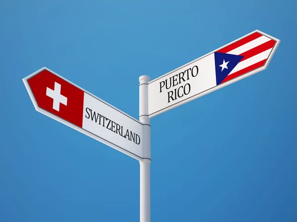 Puerto Rico Zwitserland teken vlaggen Concept — Stockfoto