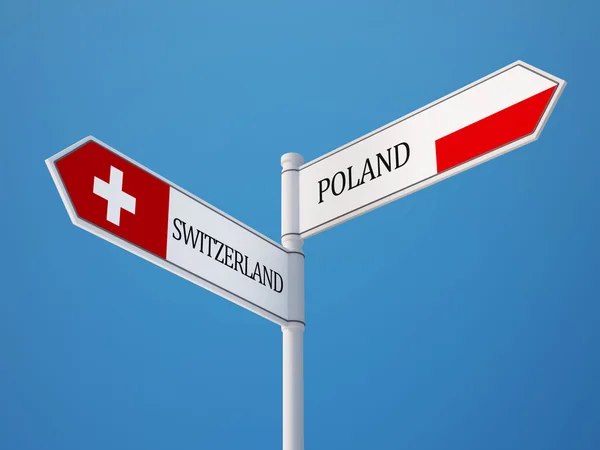 Polska Szwajcaria znak flagi koncepcja — Zdjęcie stockowe