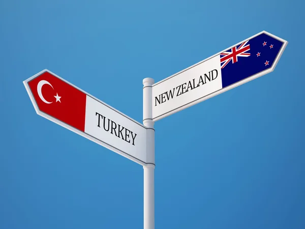 Turkije Nieuw-Zeeland teken vlaggen Concept — Stockfoto