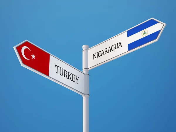 Turkey Nicaragua  Sign Flags Concept — Stock Photo, Image