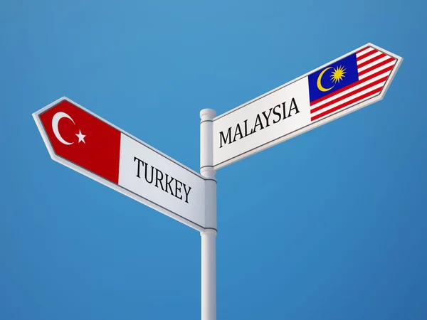 Turkey Malaysia  Sign Flags Concept — Stock Photo, Image