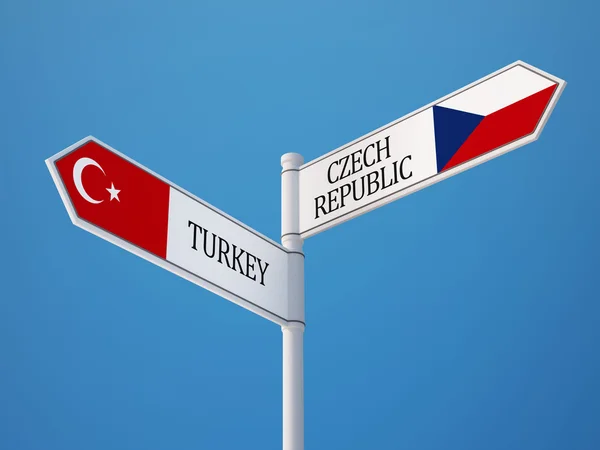 Turkey Czech Republic  Sign Flags Concept — Stock Photo, Image